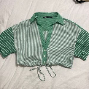 Pinstripe green Zara crop top